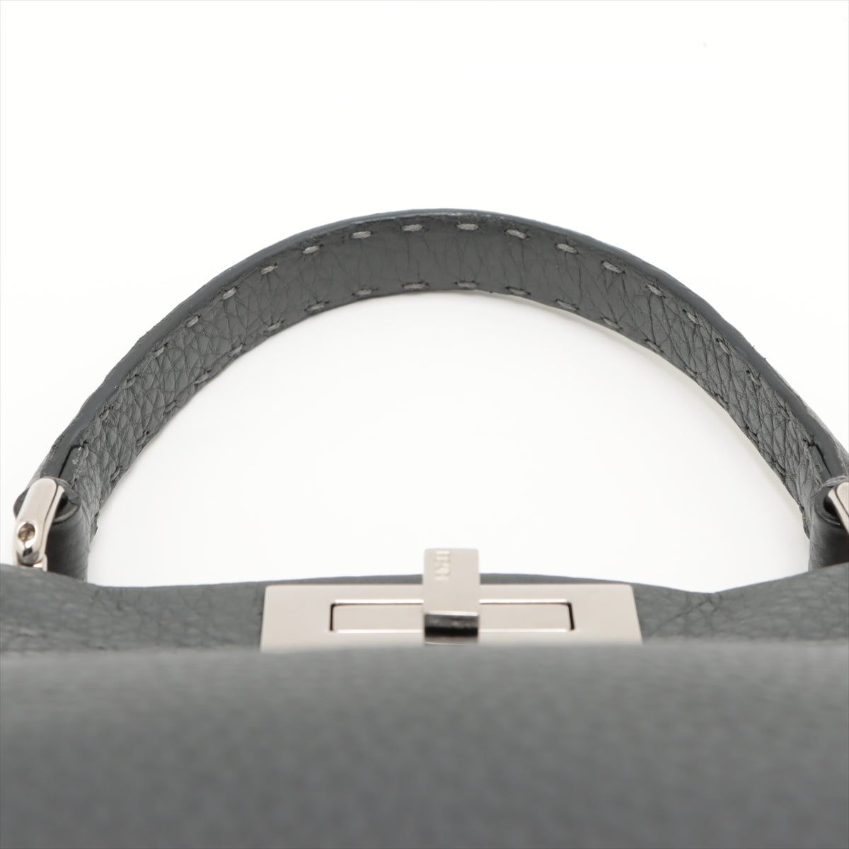 Fendi Peekaboo Regular Selleria Leather 2 Way Handbag Gray 8BN226 #1724