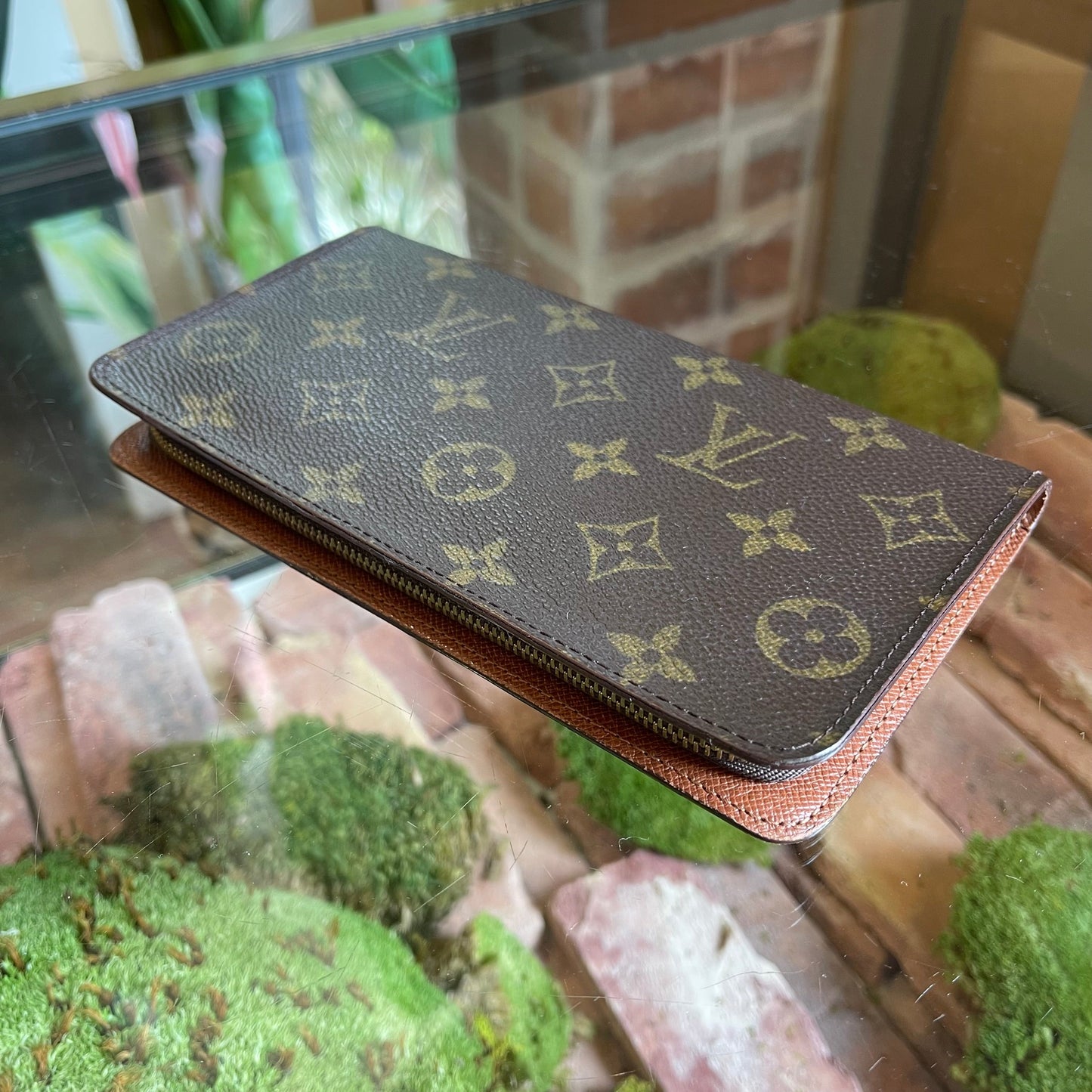 LOUIS VUITTON Porte Monnaie Vintage Brown Canvas Zippy Wallet TS