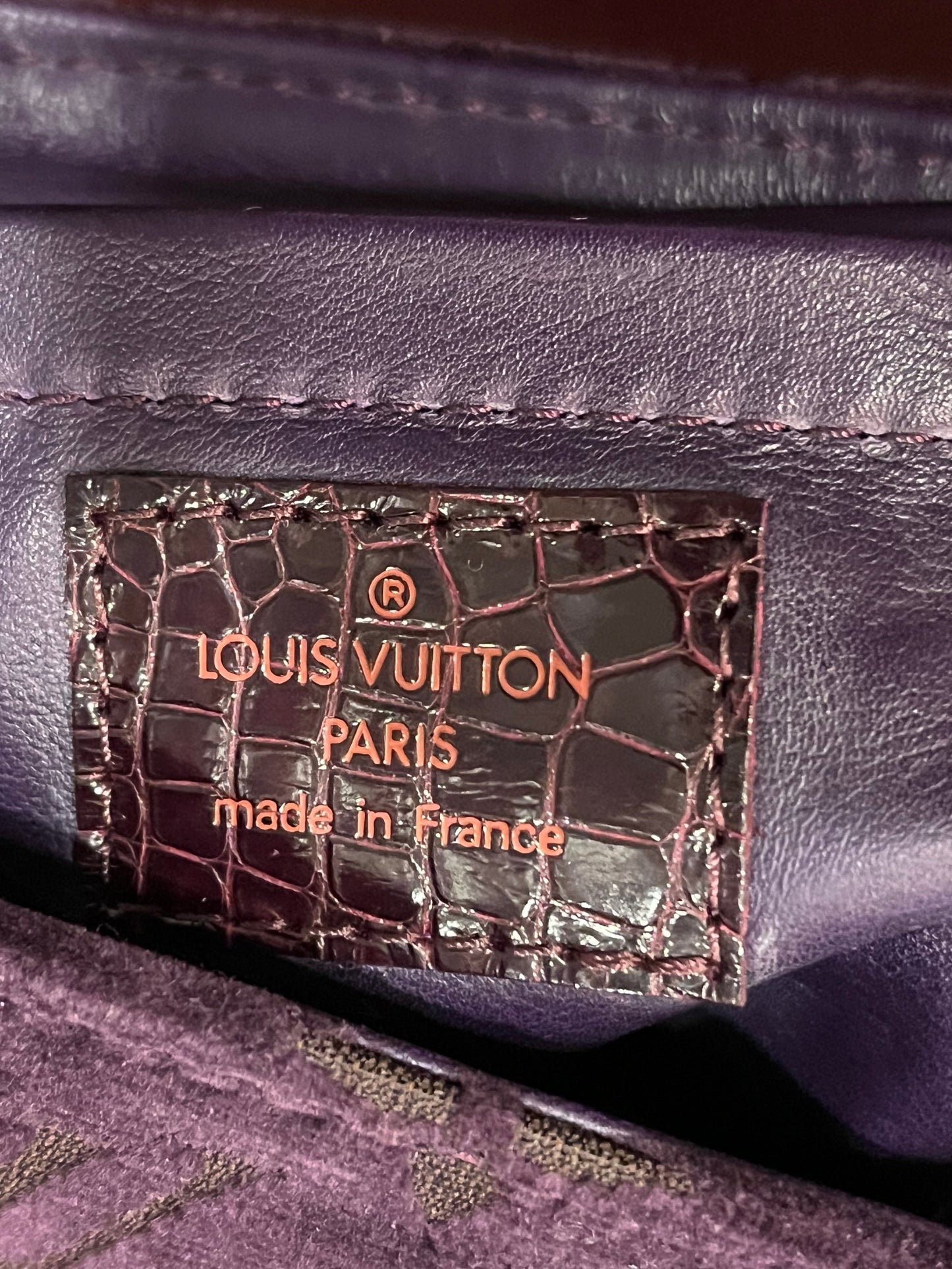 LOUIS VUITTON Plum Monogram Velours Alligator Irvine Bag TS