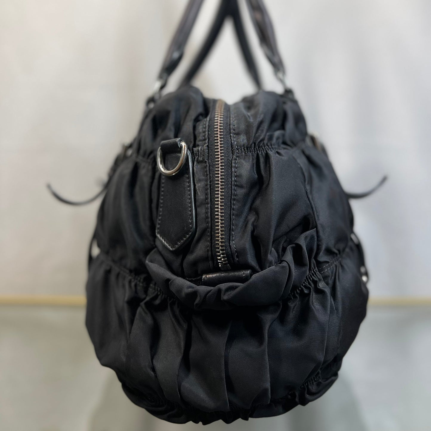 PRADA Gaufre Black Tessuto Nylon Satchel Bag