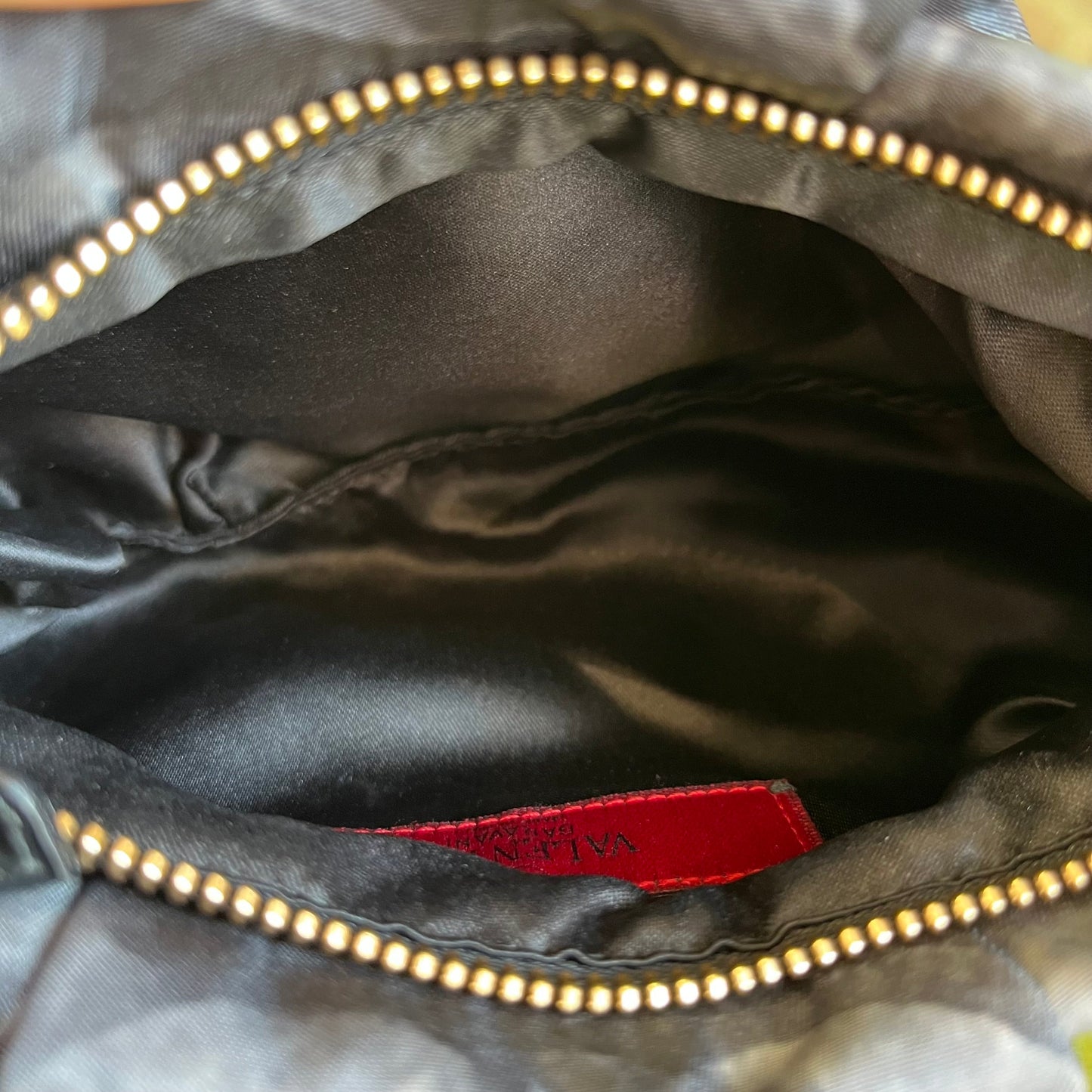 VALENTINO Zipper Top Silk Clutch Black Floral