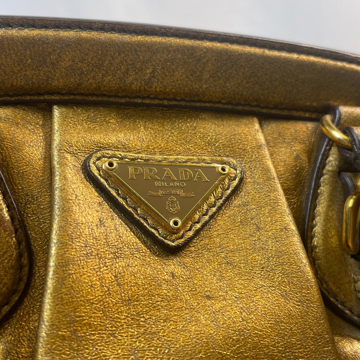 PRADA Mini Frame Bag Gold Nappa Leather Handbag