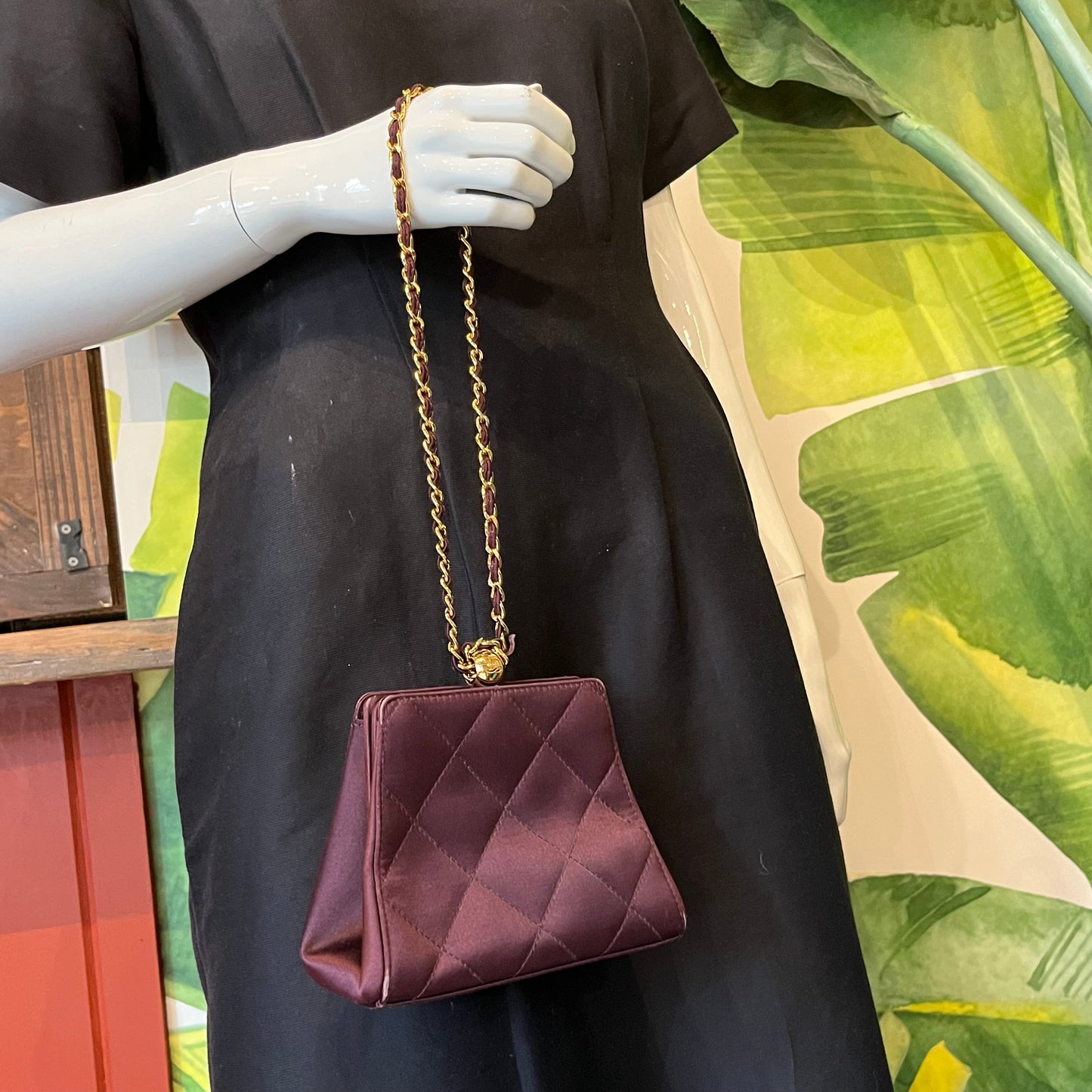 CHANEL Silk Plum Colored Evening Bag TS