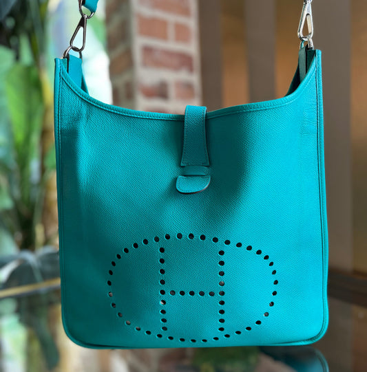 HERMES Teal Blue Epsom Evelyne Gen lll  TS3003