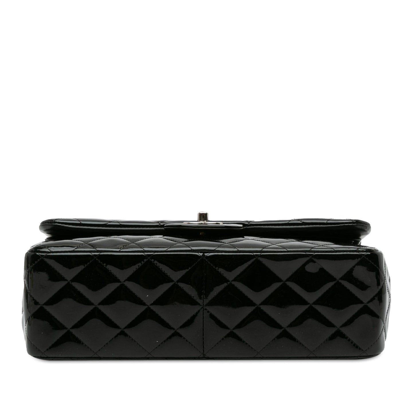 Chanel Classic Double Flap Jumbo Black Patent Silver