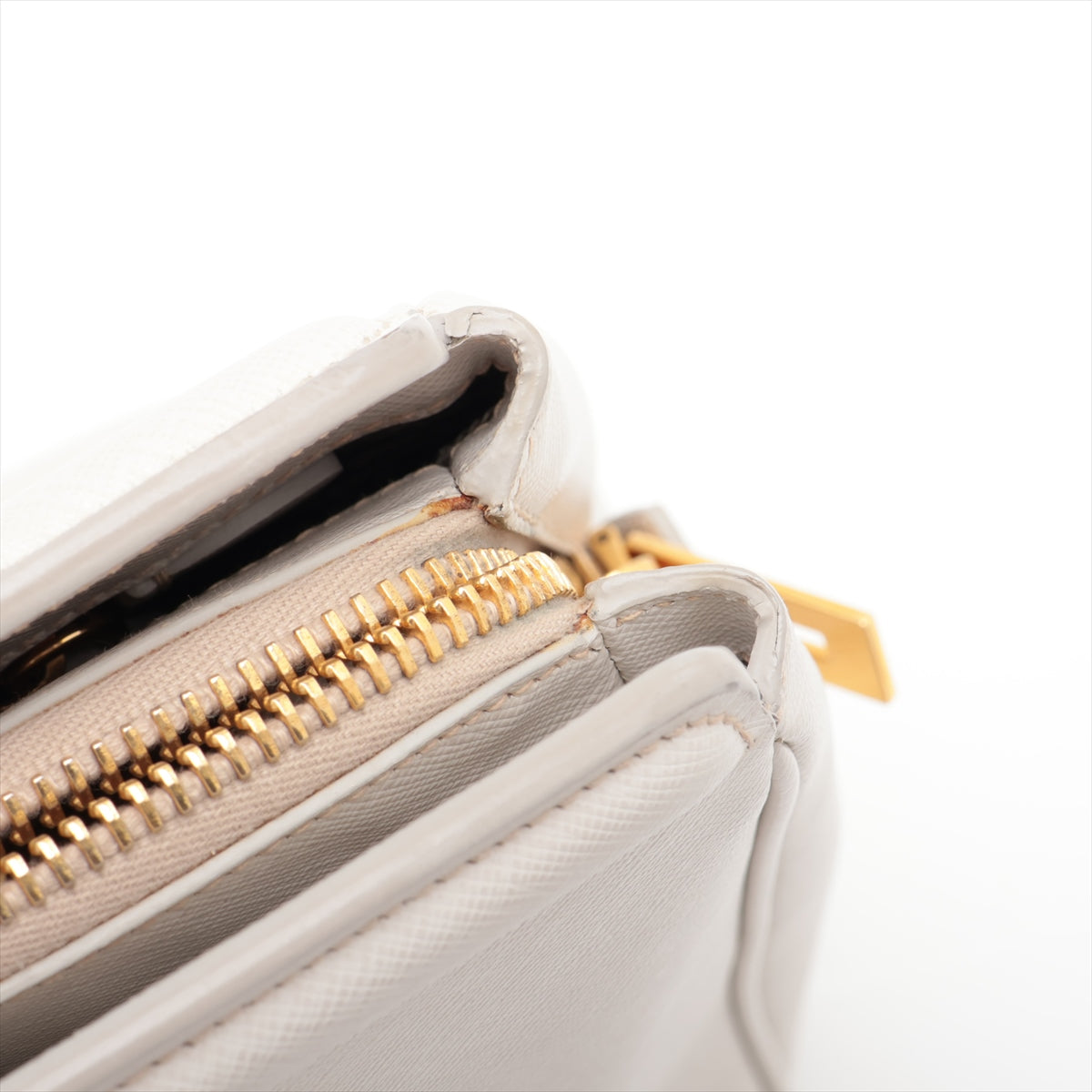 Prada Saffiano Lux Leather Hand bag Ivory