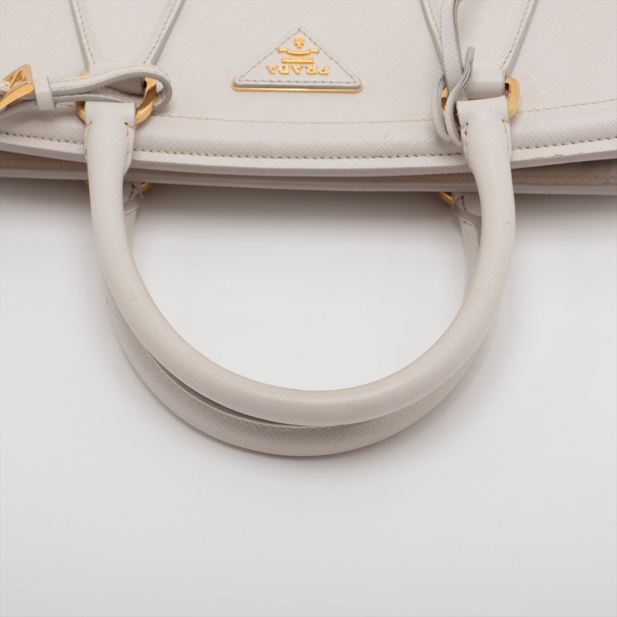 Prada Saffiano Lux Leather Hand bag Ivory