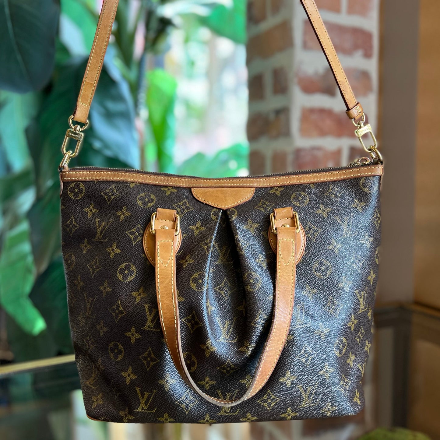 LOUIS VUITTON Palermo PM Brown Monogram Canvas Two-Way Tote Bag