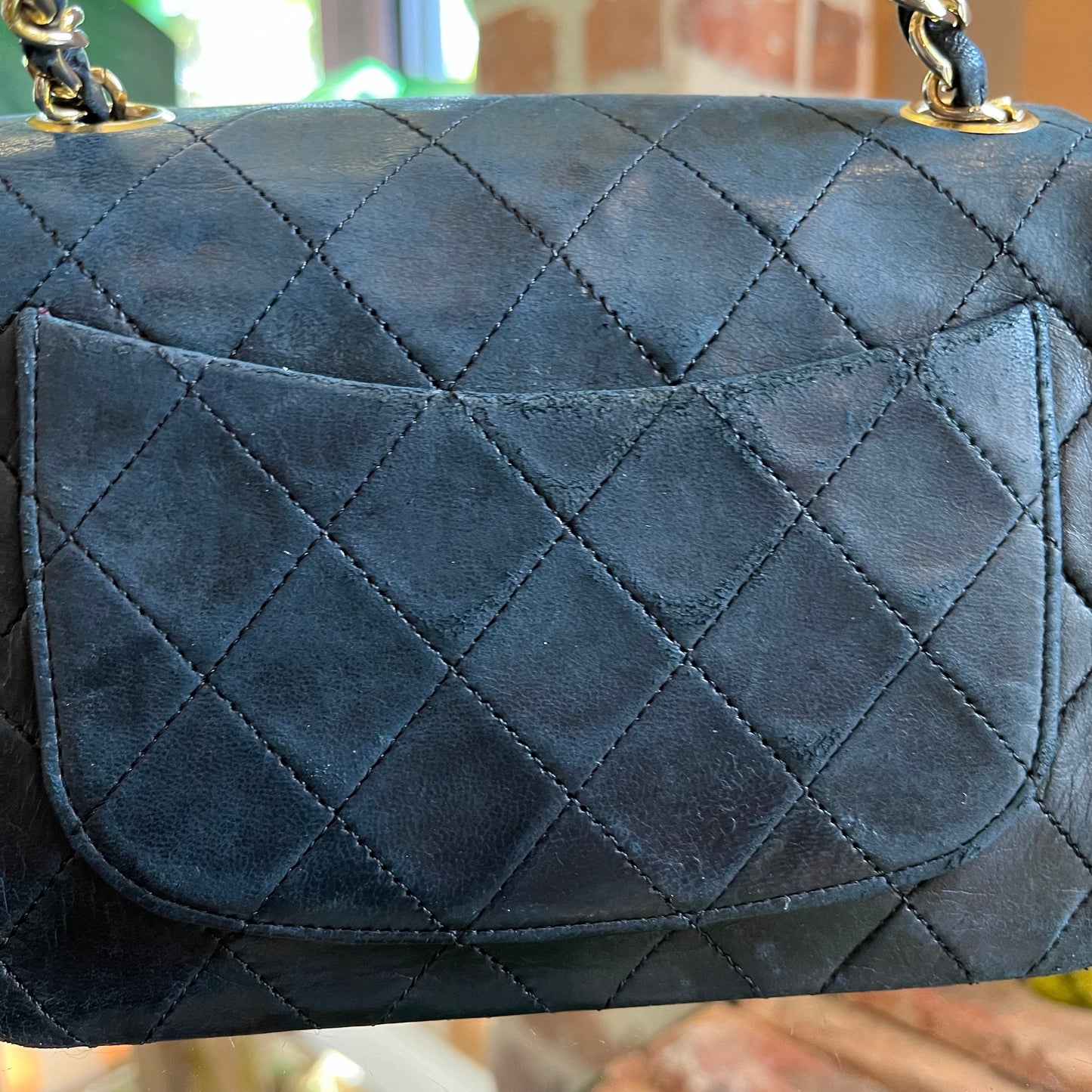 CHANEL Black Vintage Lambskin Quilted Small Single Flap Bag