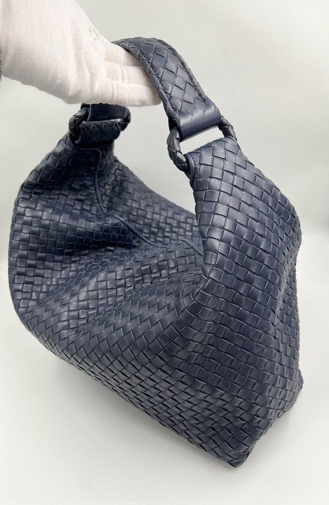 Bottega Veneta Intrecciato Navy Shoulder Bag