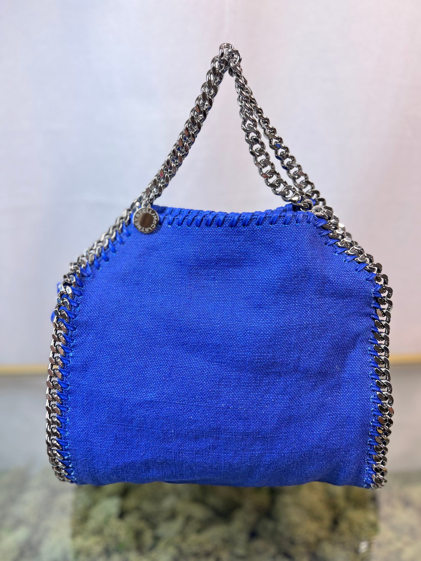 STELLA MCCARTNEY Falabella Mini Blue Canvas Crossbody