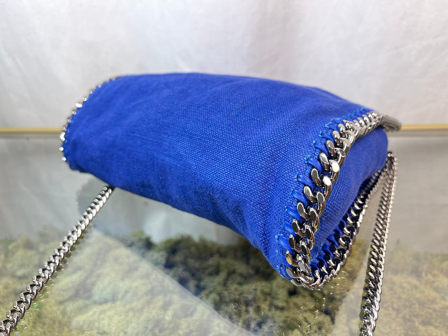 STELLA MCCARTNEY Falabella Mini Blue Canvas Crossbody