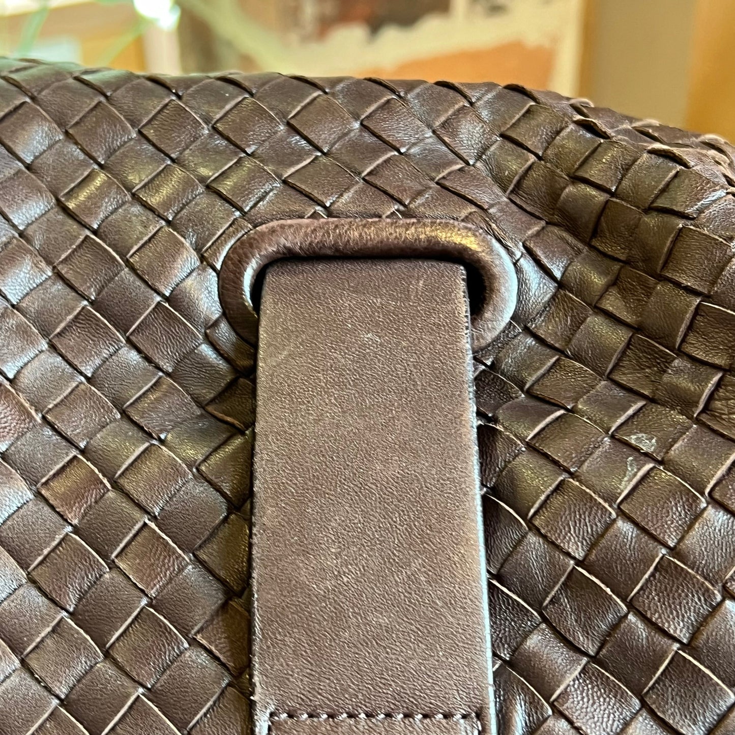 BOTTEGA VENETA Ebano Intrecciato Woven Nappa Leather Satchel Bag