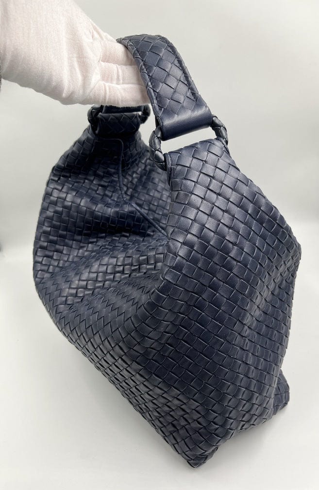 Bottega Veneta Intrecciato Navy Shoulder Bag