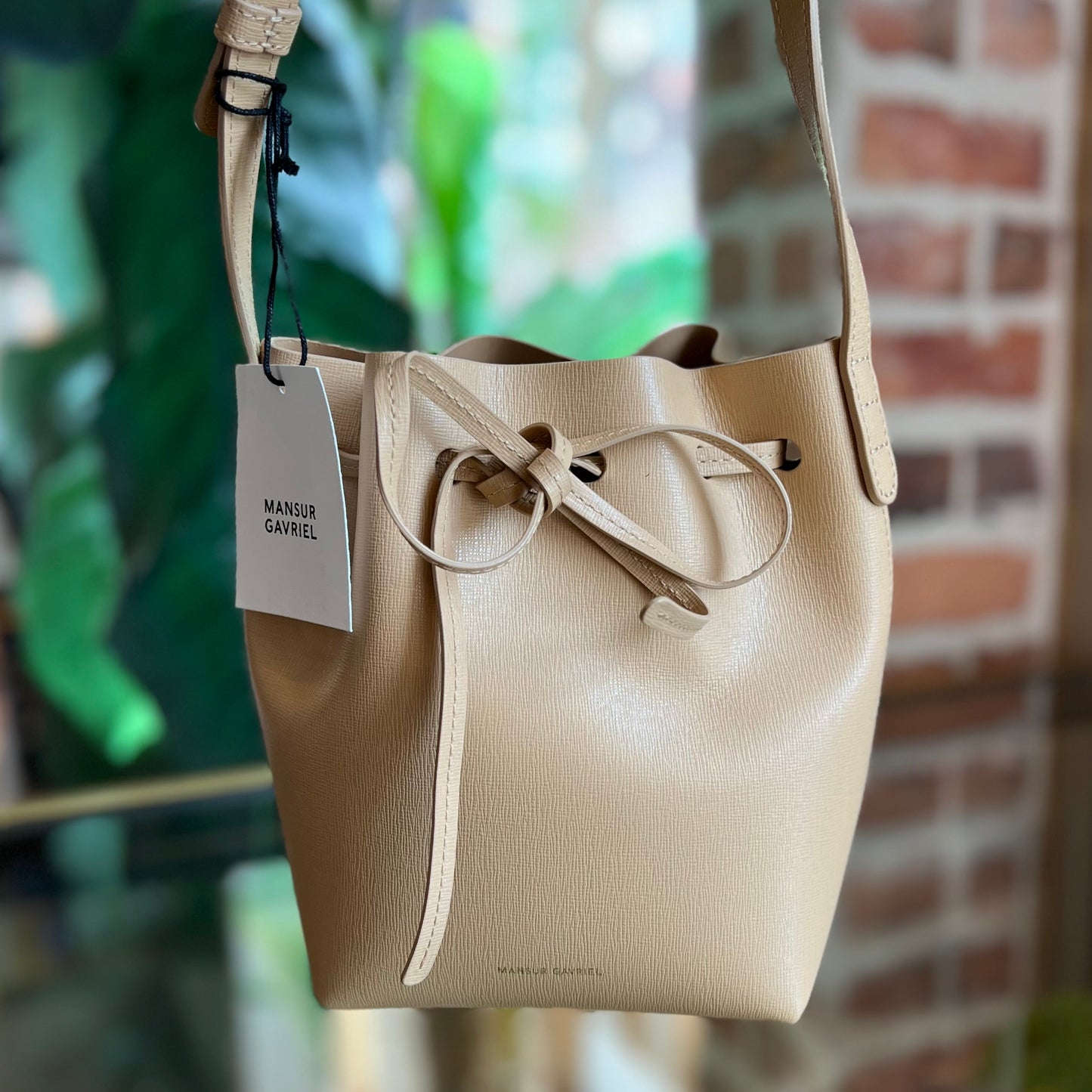 MANSUR GAVRIEL Sand Calf Leather Mini Bucket Bag