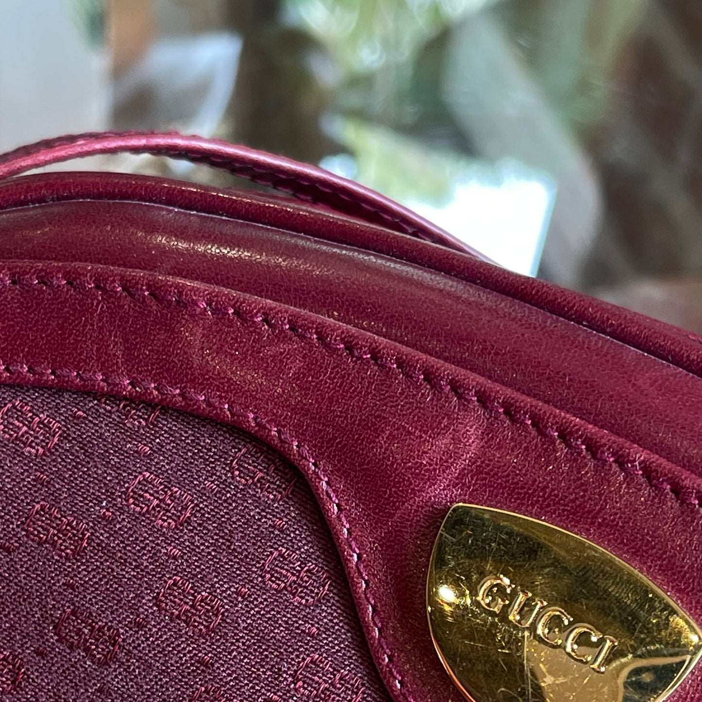 GUCCI Micro Guccisima GG Web Burgundy Crossbody