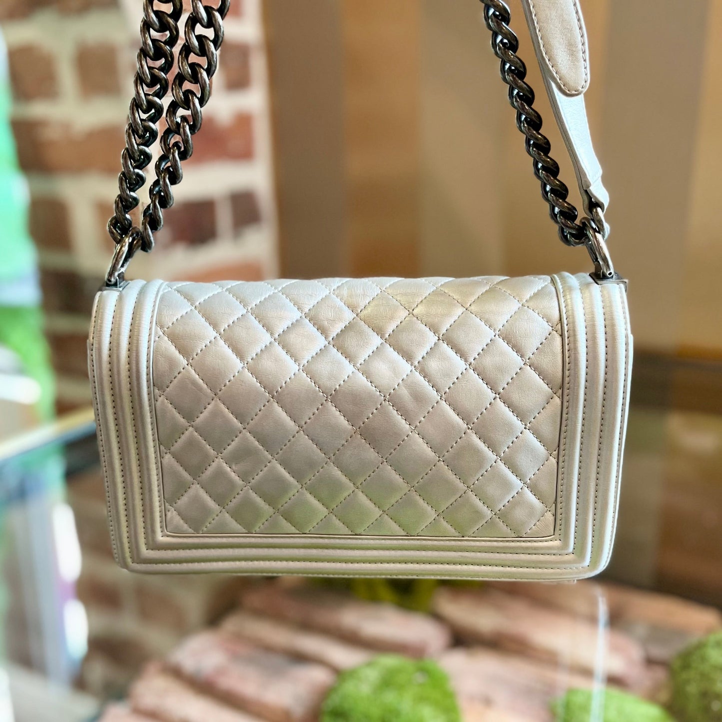 CHANEL Silver Boy Bag Medium