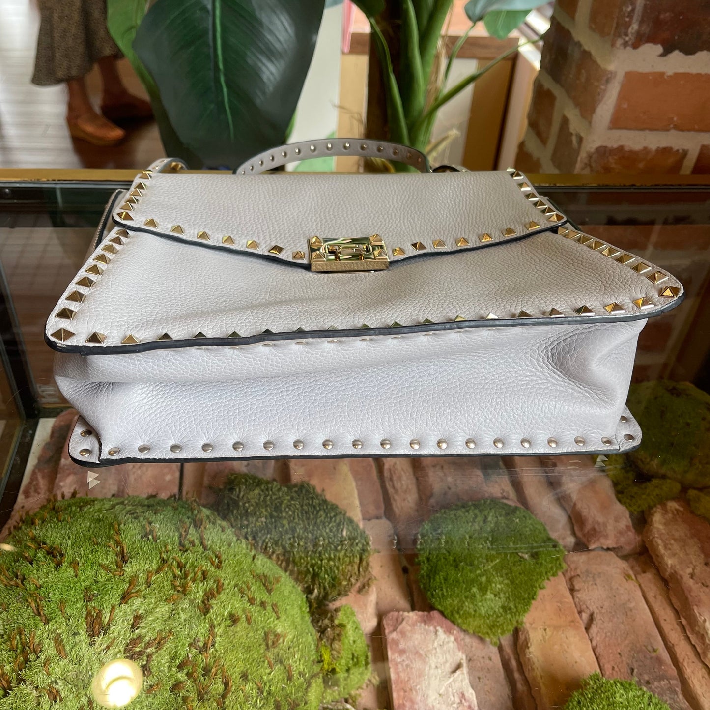 VALENTINO Gray Rockstud Shoulder Bag TS