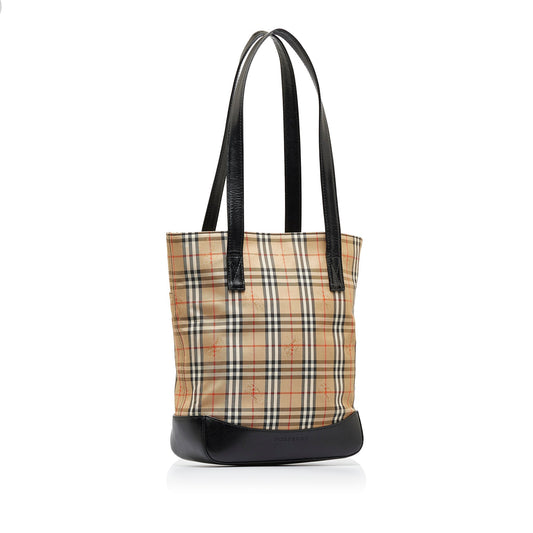 Tan Burberry Haymarket Check Tote