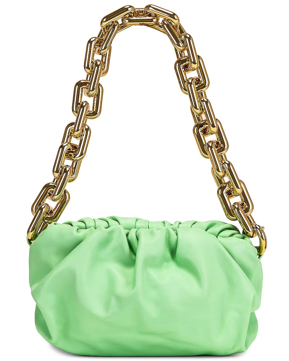 BOTTEGA VENETA TEEN CHAIN SHOULDER BAG IN WASABI GOLD