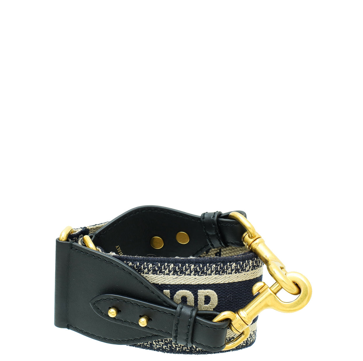 Christian Dior Navy Blue 'CHRISTIAN DIOR' Embroidery Bag Strap