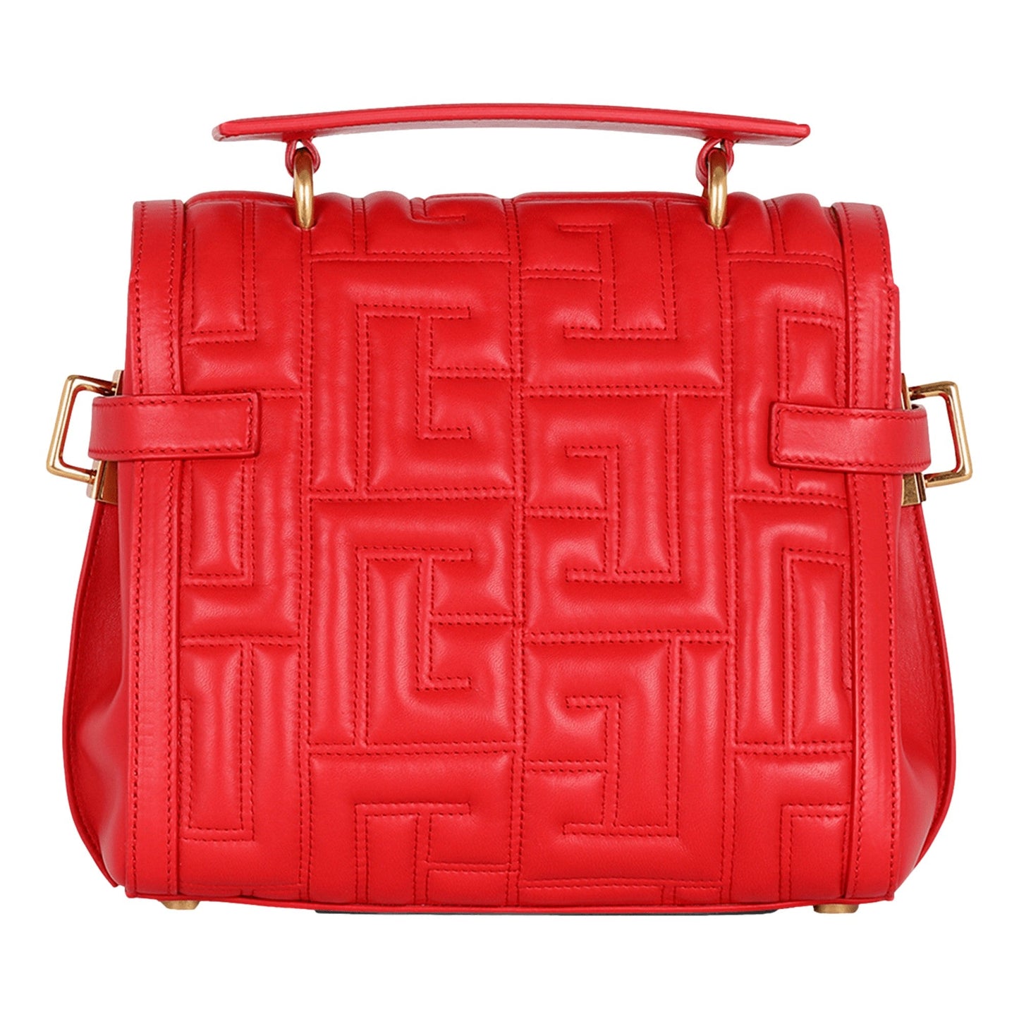 Balmain B-Buzz 23 Red Tote Crossbody Shoulder Bag Quilted Calf Leather