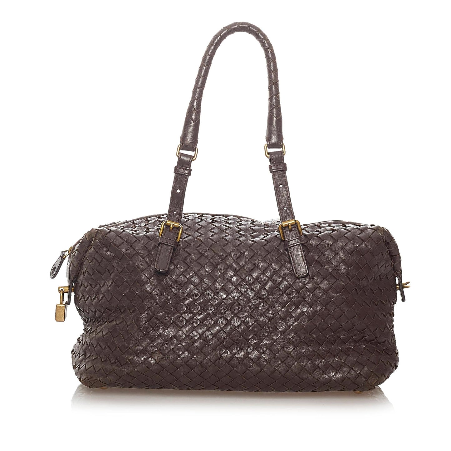 Bottega Veneta Intrecciato Leather Boston Bag (SHG-27937)