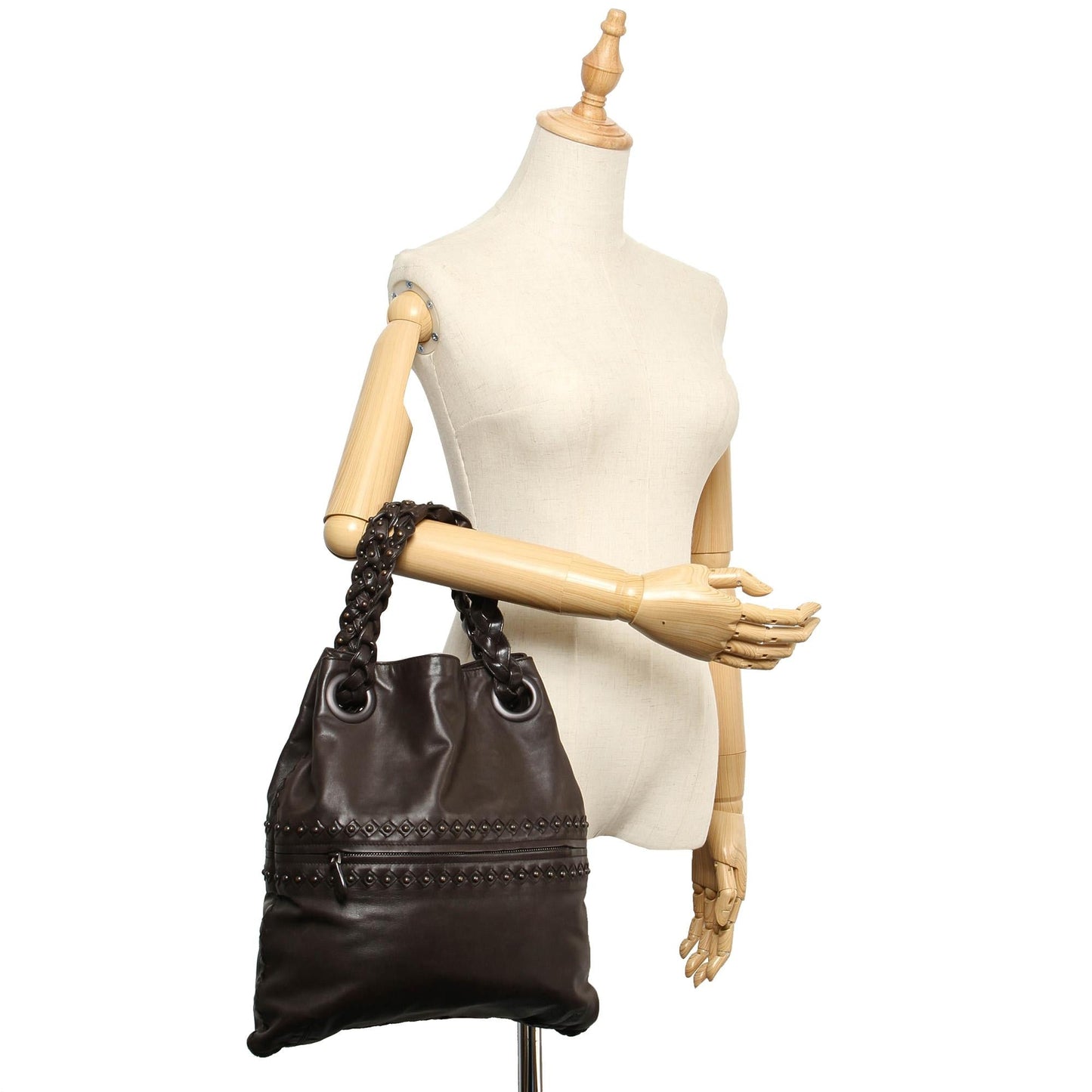 Bottega Veneta Studded Intrecciato Leather Tote Bag (SHG-12248)