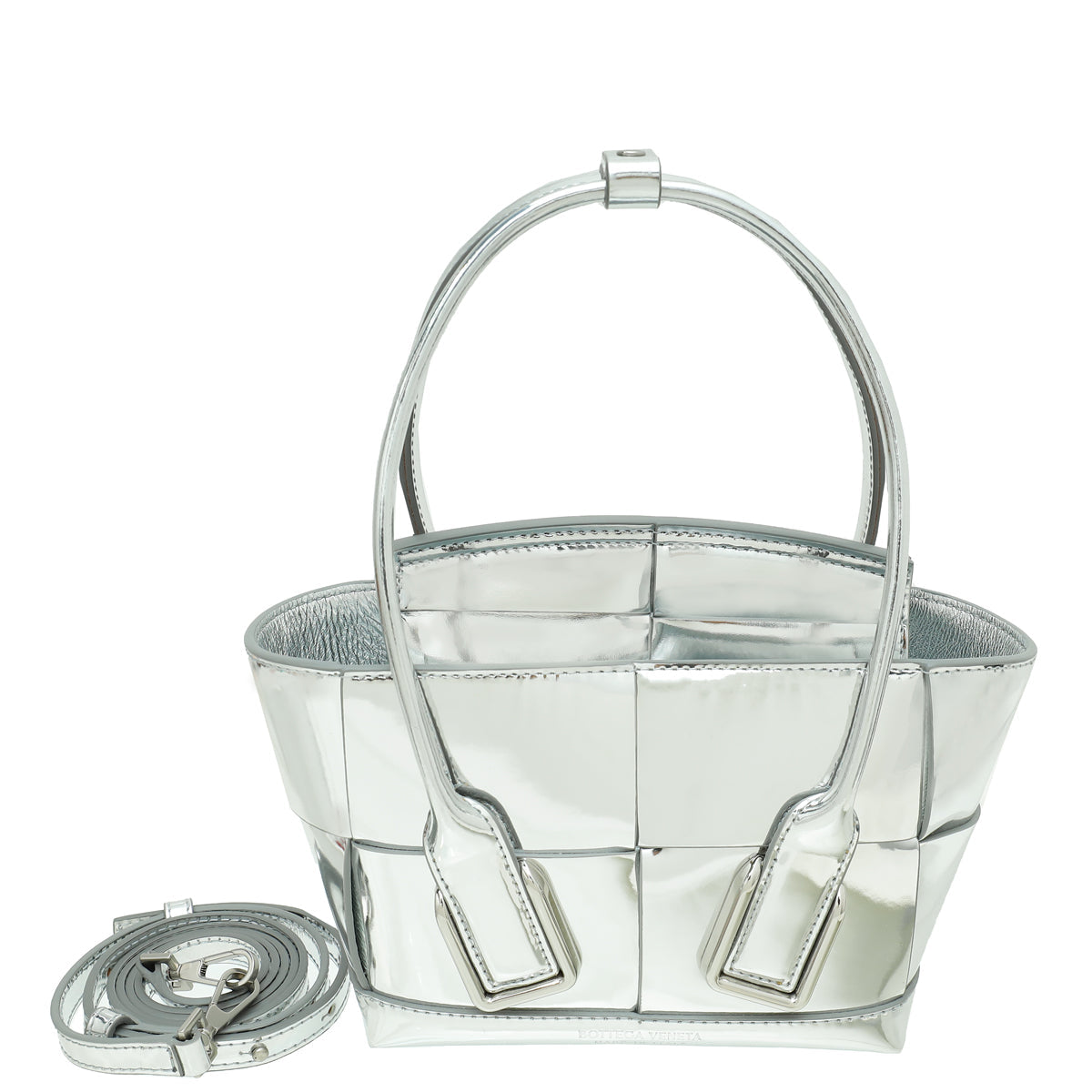 Bottega Veneta Metallic Silver Mini Arco Bag