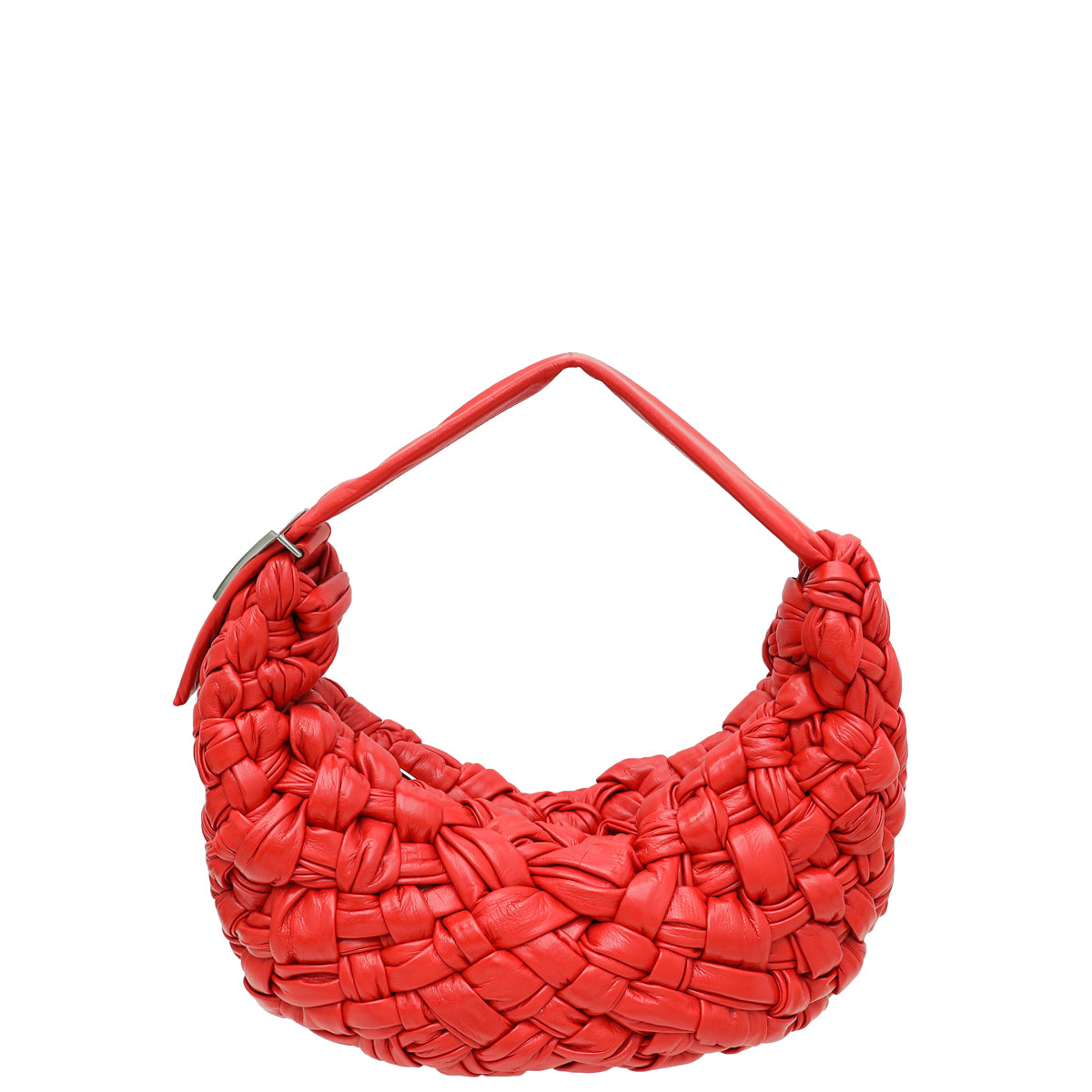 Bottega Veneta Red Nail Polish Intrecciato Banana Shoulder Bag