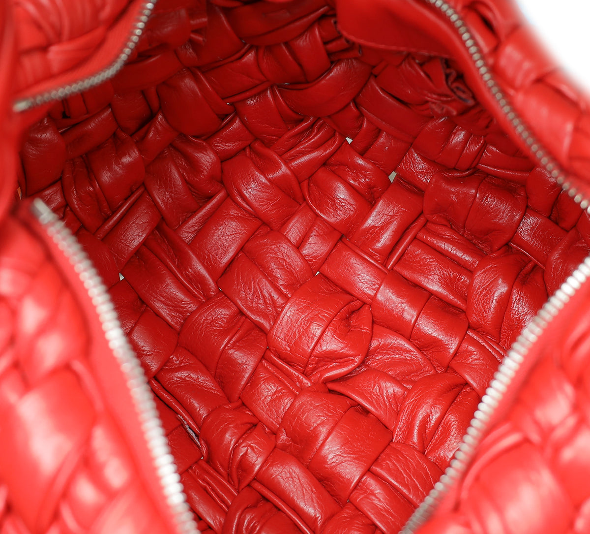 Bottega Veneta Red Nail Polish Intrecciato Banana Shoulder Bag