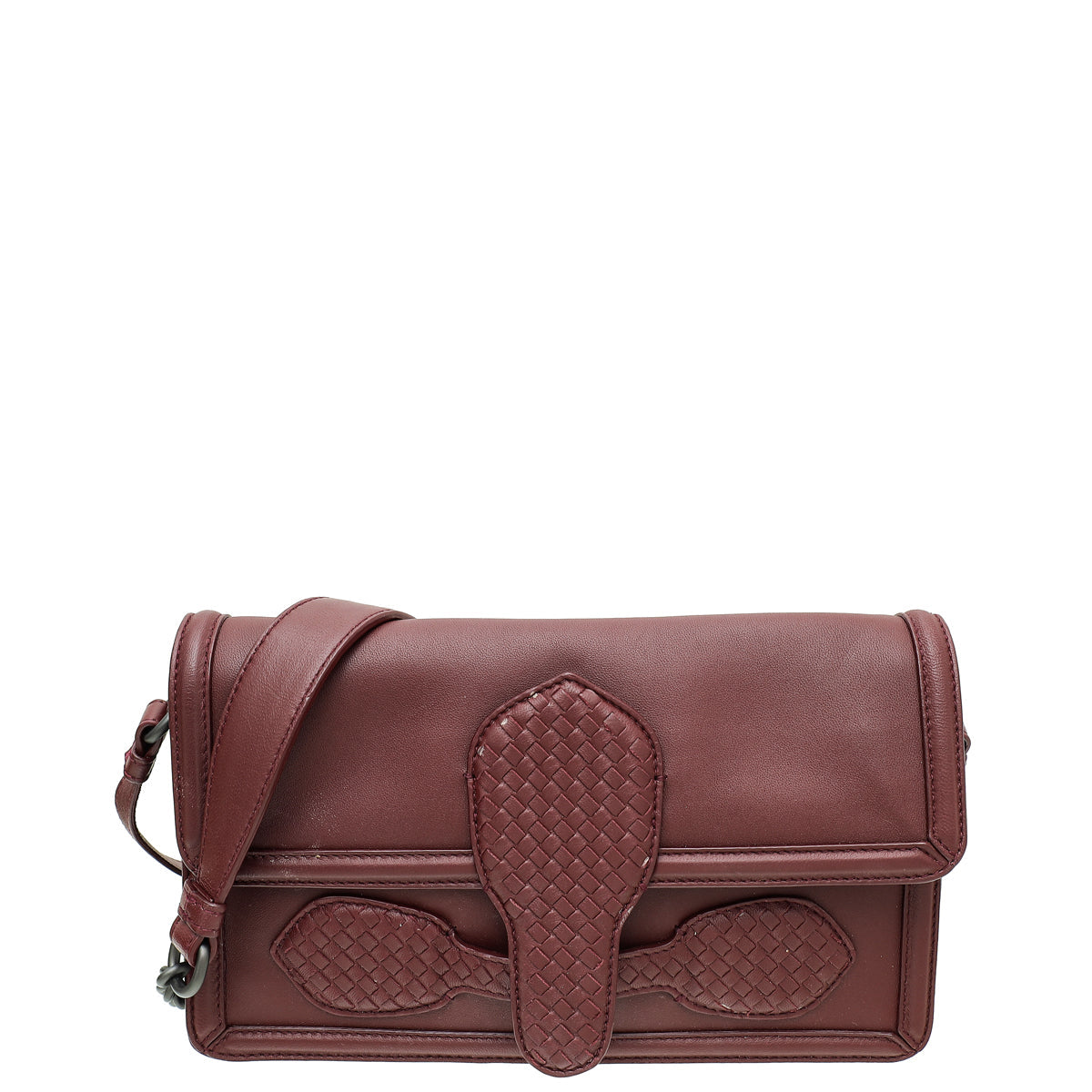 Bottega Veneta Burgundy Intrecciato Rialto Small Shoulder Bag