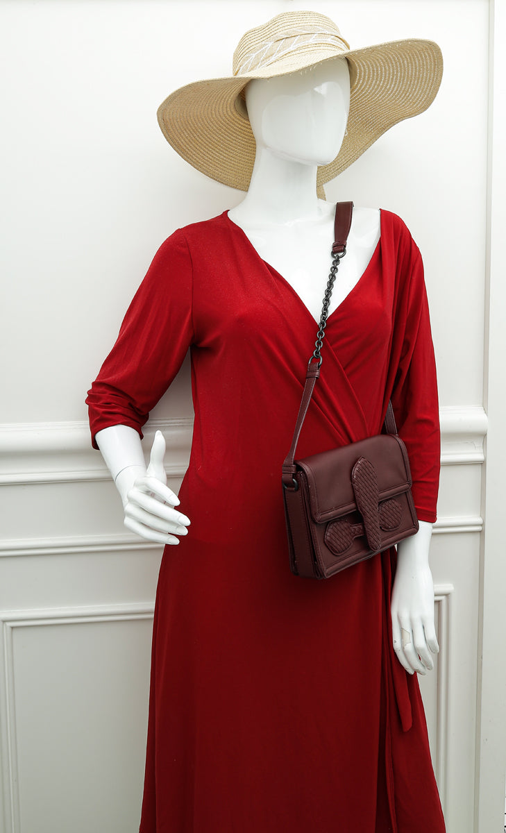 Bottega Veneta Burgundy Intrecciato Rialto Small Shoulder Bag