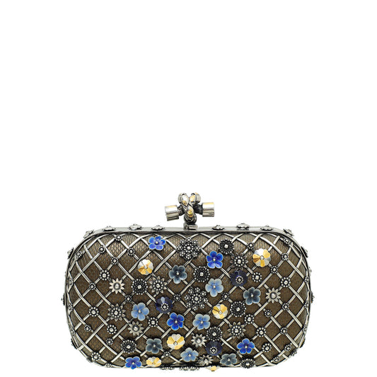 Bottega Veneta Antique Brass Karung Metal Embellished Knot Clutch