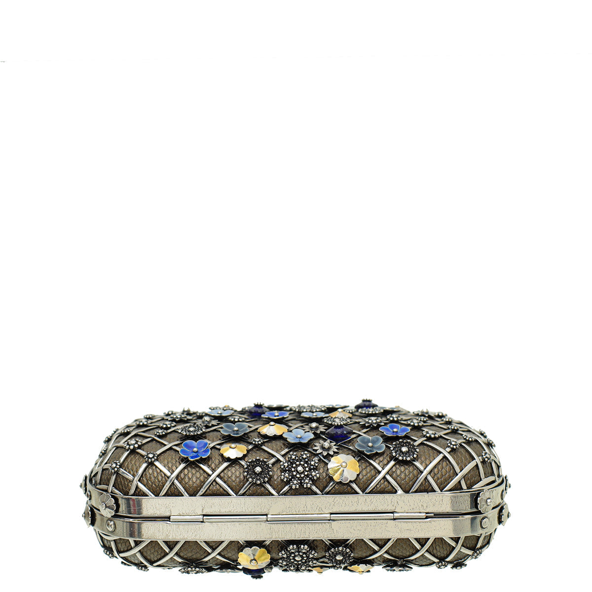 Bottega Veneta Antique Brass Karung Metal Embellished Knot Clutch