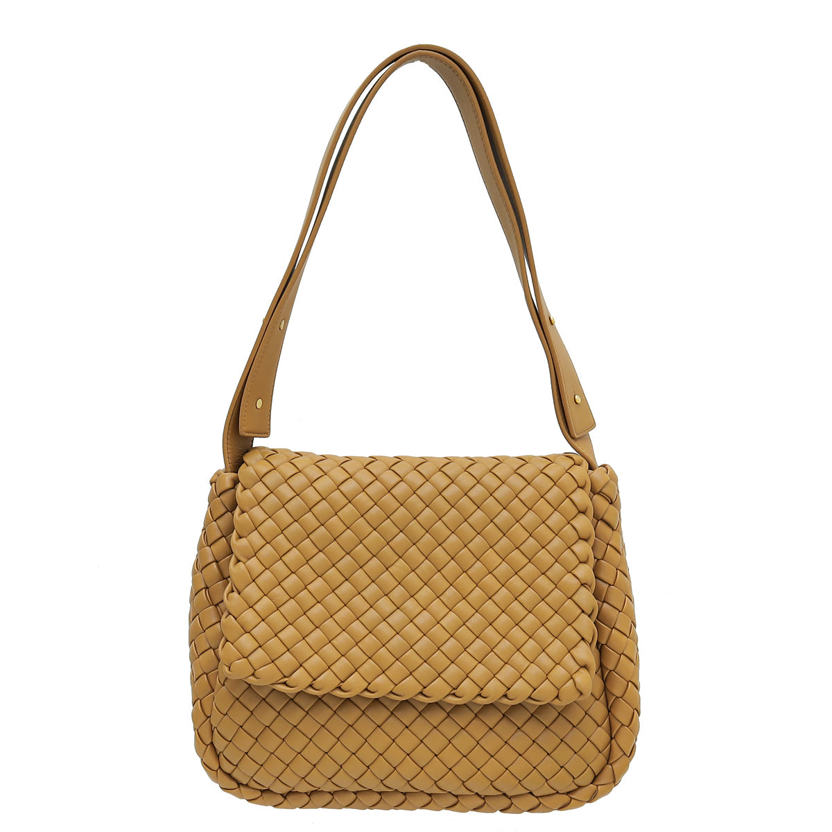 Bottega Veneta Caramel Intrecciato Cobble Padded Small Bag