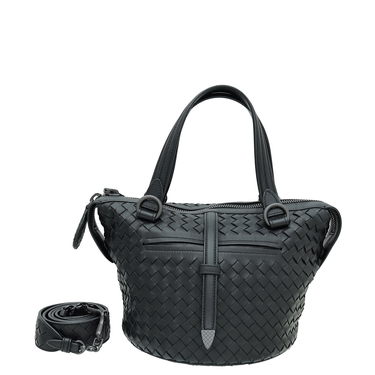 Bottega Veneta Black Intrecciato Nappa Tambura Bag