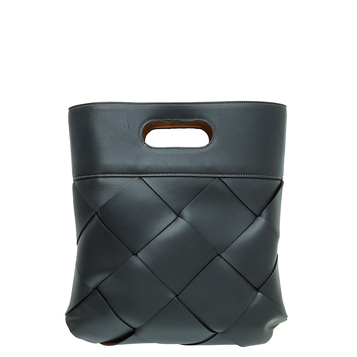 Bottega Veneta Black French Intrecciato Slip Tote Small Bag