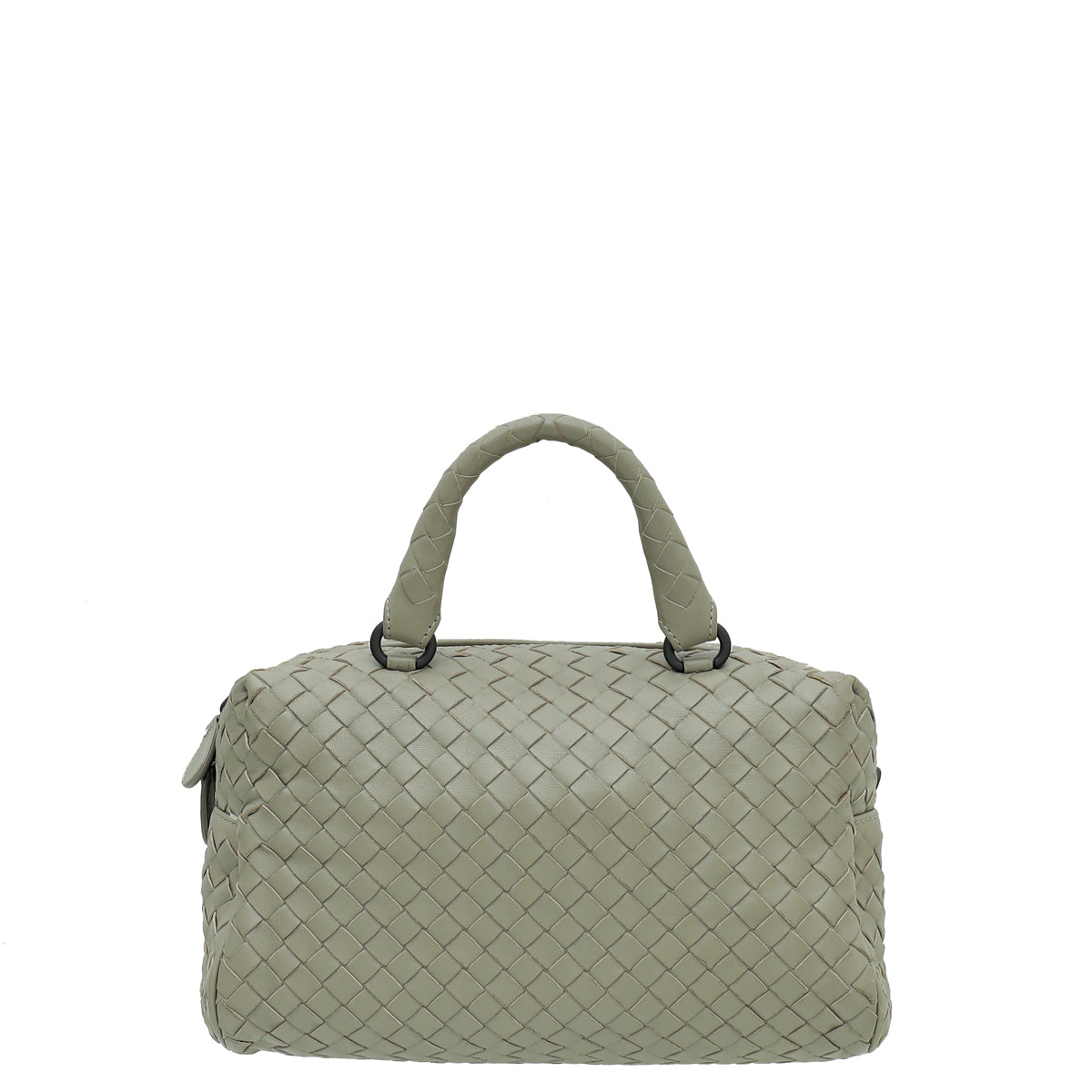 Bottega Veneta Light Gray Intrecciato Nappa Top Handle Boston Bag