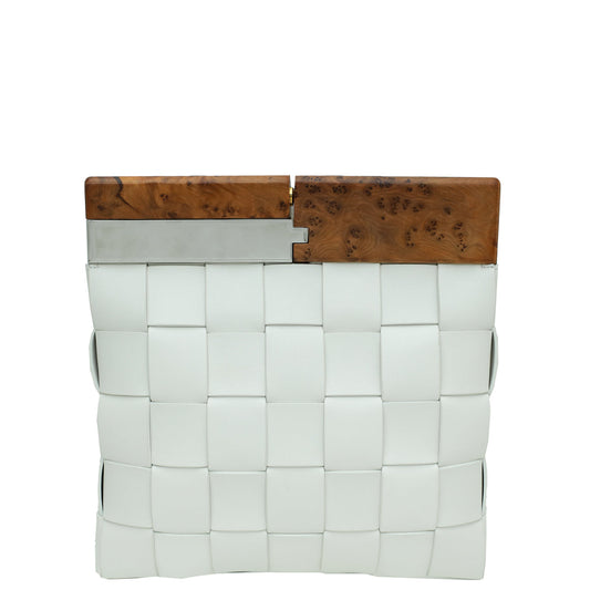 Bottega Veneta White The Snap Clutch Bag