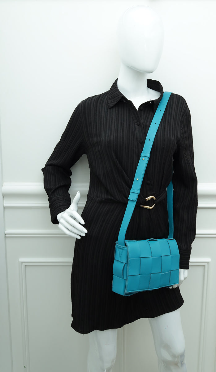 Bottega Veneta Teal Maxi Intrecciato Cassette Crossbody Bag