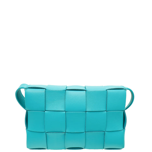 Bottega Veneta Teal Maxi Intrecciato Cassette Crossbody Bag