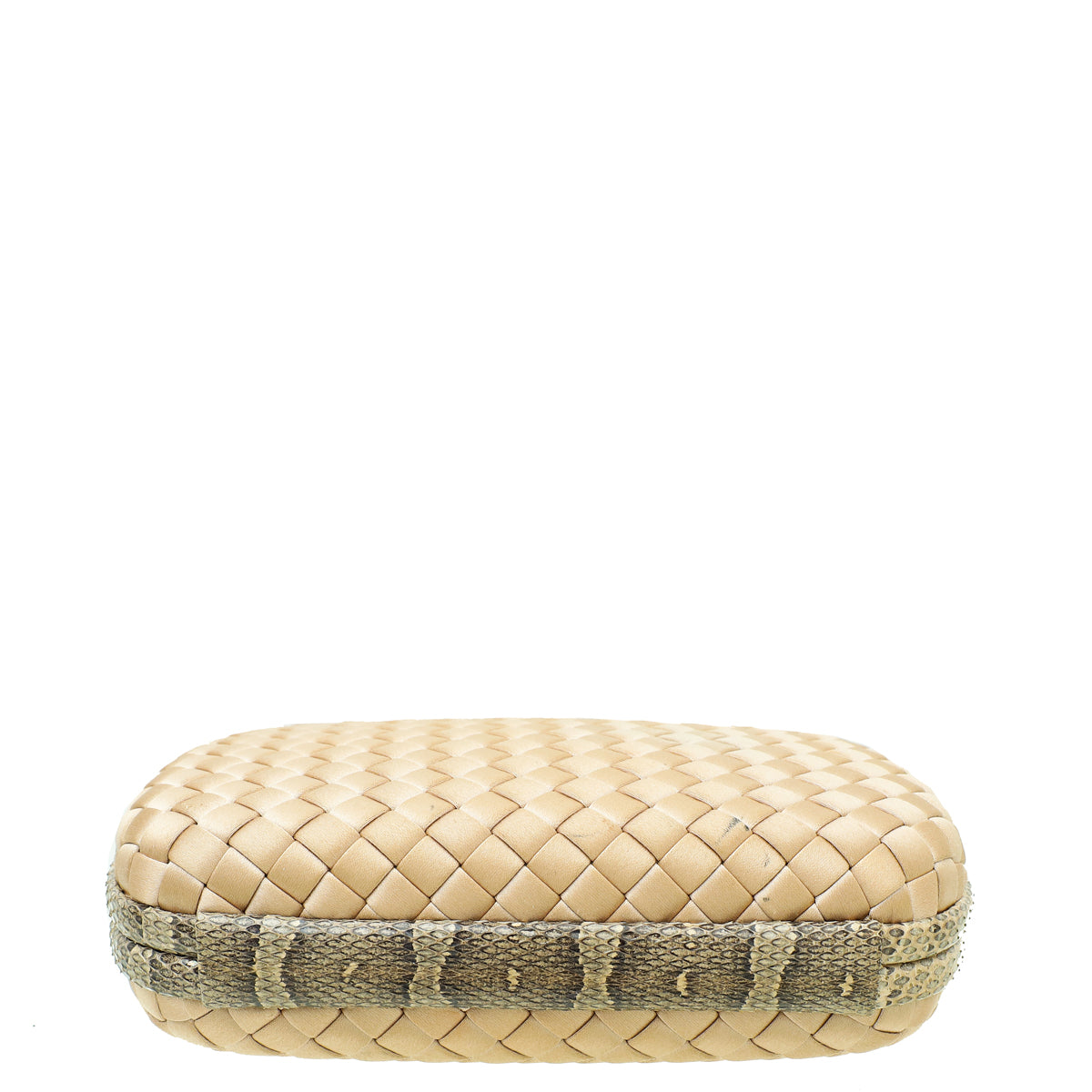 Bottega Veneta Beige Knot Intrecciato Silk Chain Clutch Bag