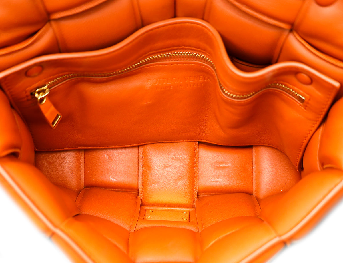 Bottega Veneta Rust Orange Padded Intrecciato Chain Cassette Bag