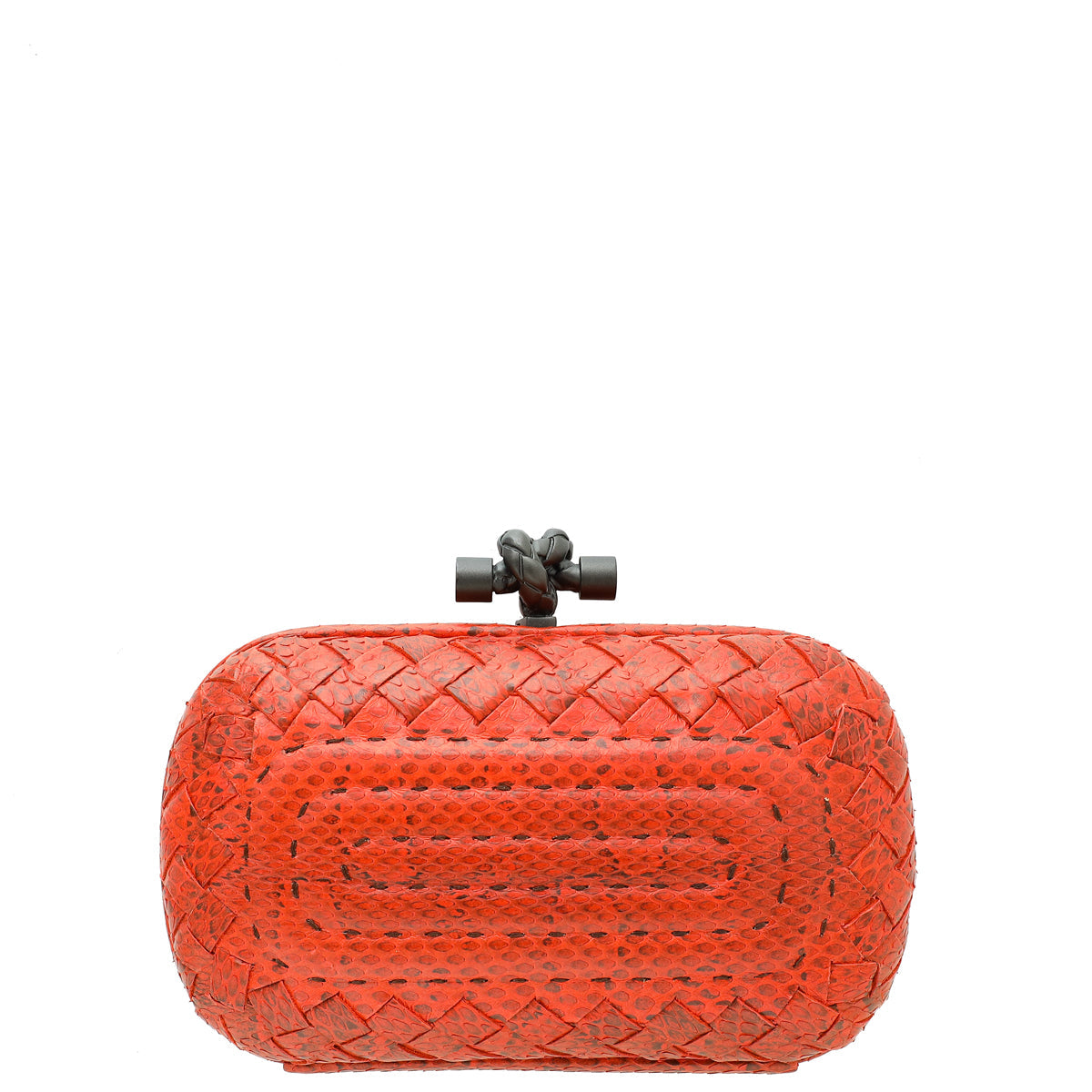 Bottega Veneta Red Python Knot Clutch