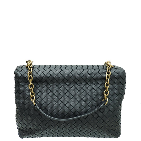 Bottega Veneta Black Intrecciato Nappa Olimpia Medium Shoulder Bag