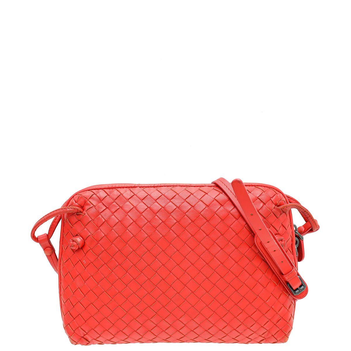 Bottega Veneta Metallic Red Intrecciato Intrecciato Nodini Crossbody Bag