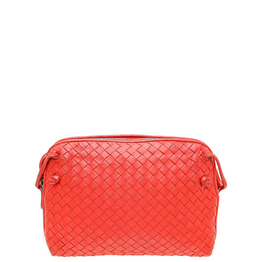 Bottega Veneta Metallic Red Intrecciato Intrecciato Nodini Crossbody Bag