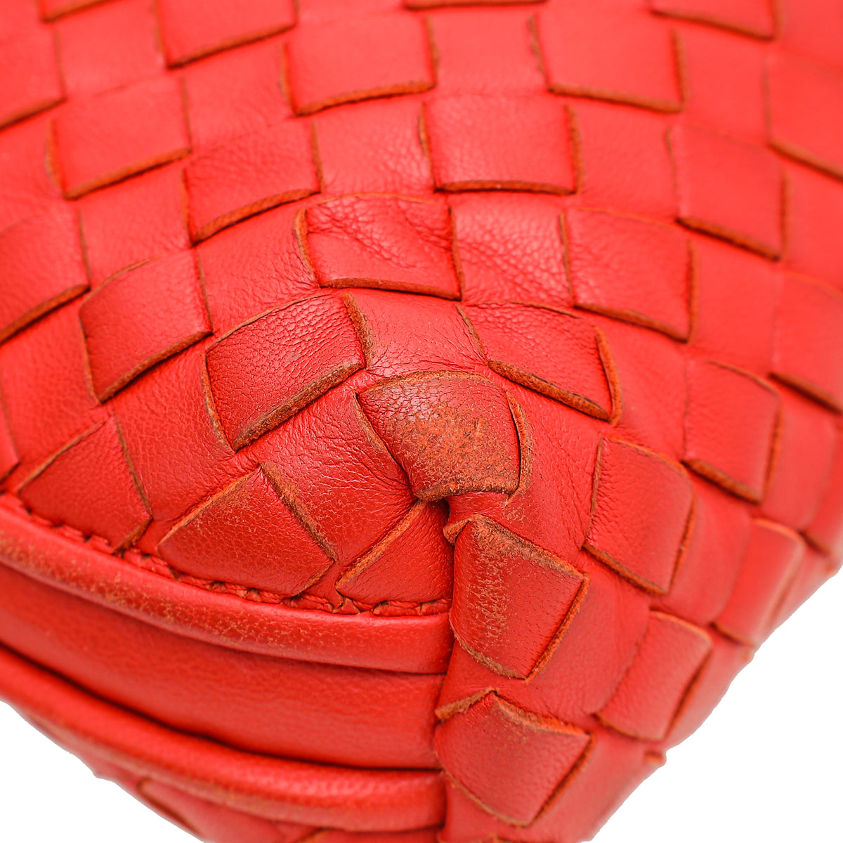 Bottega Veneta Metallic Red Intrecciato Intrecciato Nodini Crossbody Bag