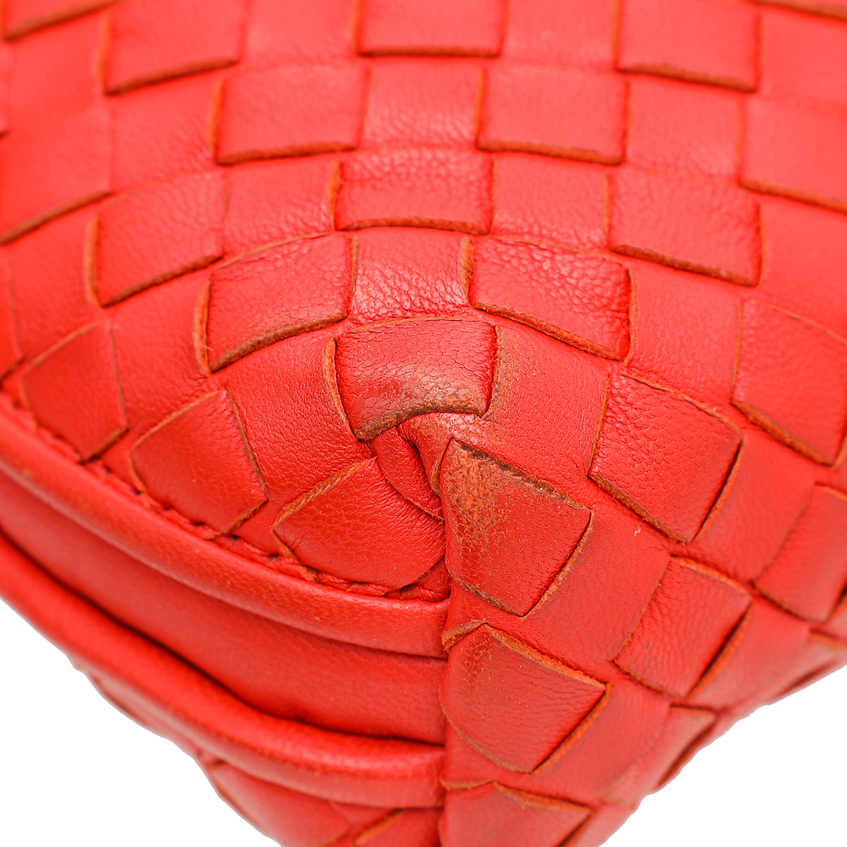 Bottega Veneta Metallic Red Intrecciato Intrecciato Nodini Crossbody Bag